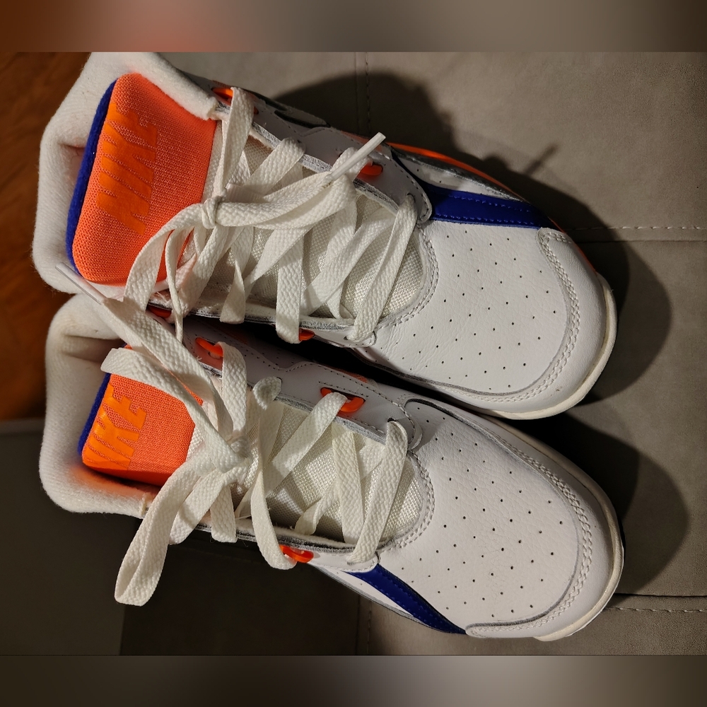 Nike White Sneakers with Orange and Blue Accents
